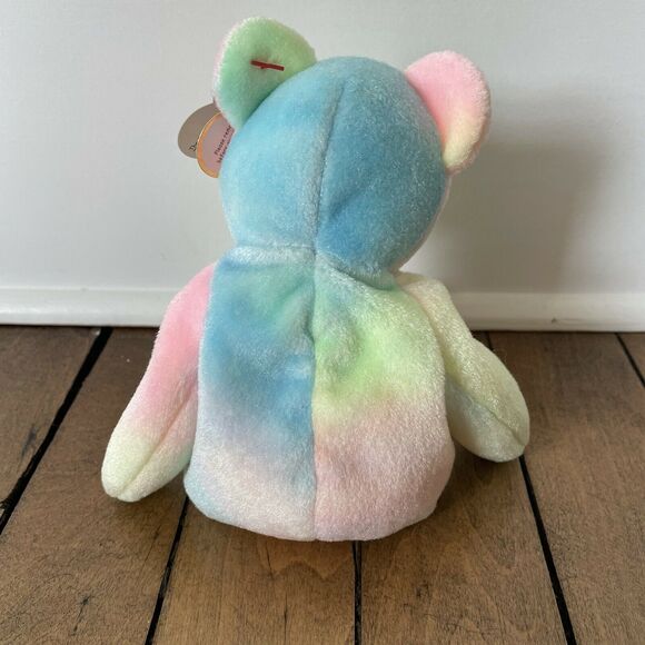 Ty Beanie Baby Birthday Bear 1999 Rare Unmarked Tag Pastel Tie-Dye B.B. Bear - Picture 4 of 10